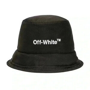NWT OFF-WHITE Helvetica Bucket Hat Black White